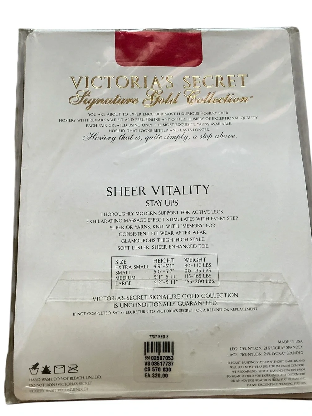 Vtg Victoria’s Secret gold signature collection vitality sheer stay up stocking